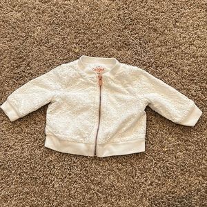 White eyelet lace zip jacket